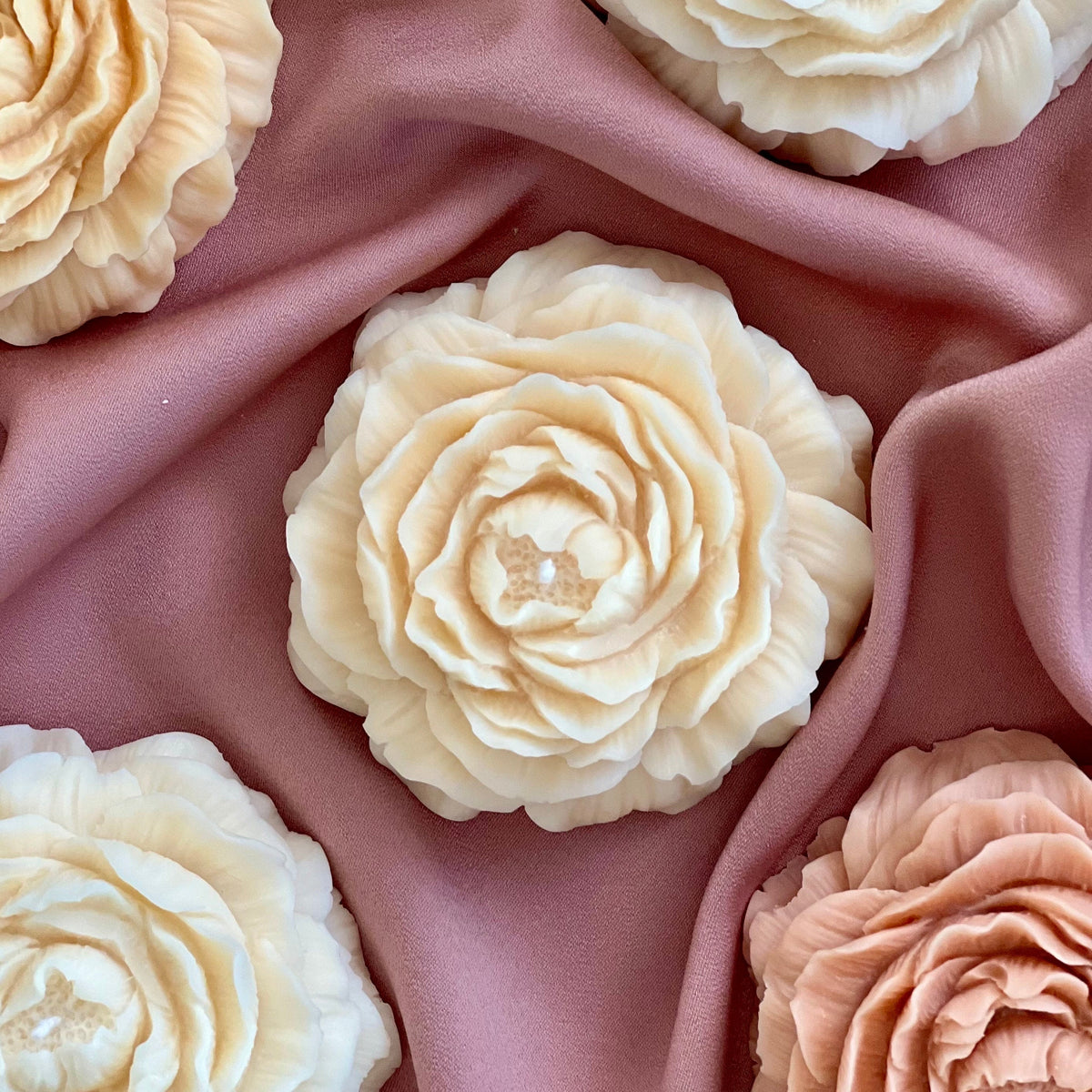 Handmade Soy Wax Peony Candle | Sculptural Home Decor