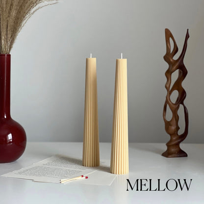 Greko Column Soy Wax Candle: Ribbed Pillar, Decorative Taper