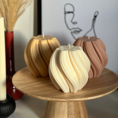 Grande bougie en cire de soja spirale | Pilier décoratif sans parfum