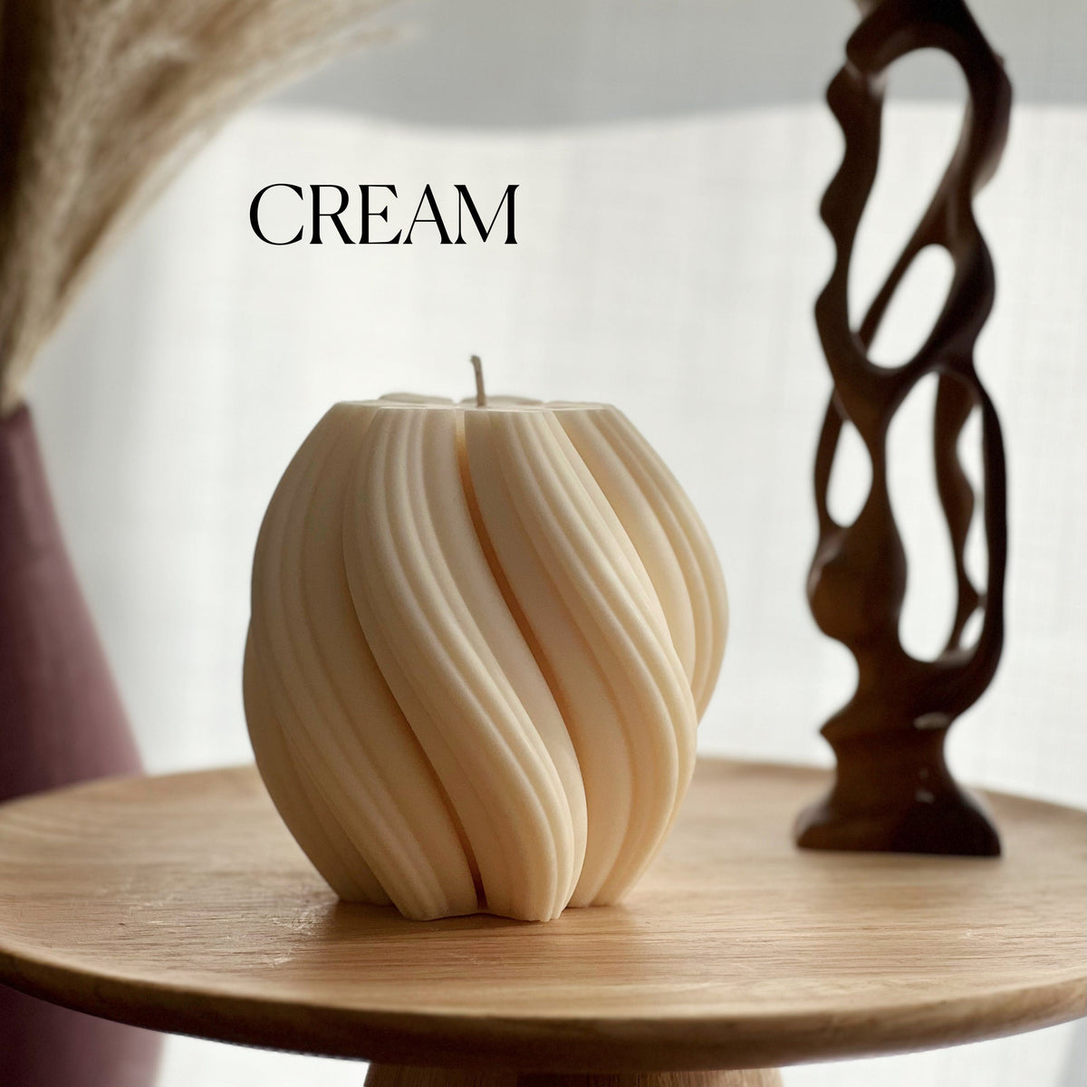 Grande bougie en cire de soja spirale | Pilier décoratif sans parfum