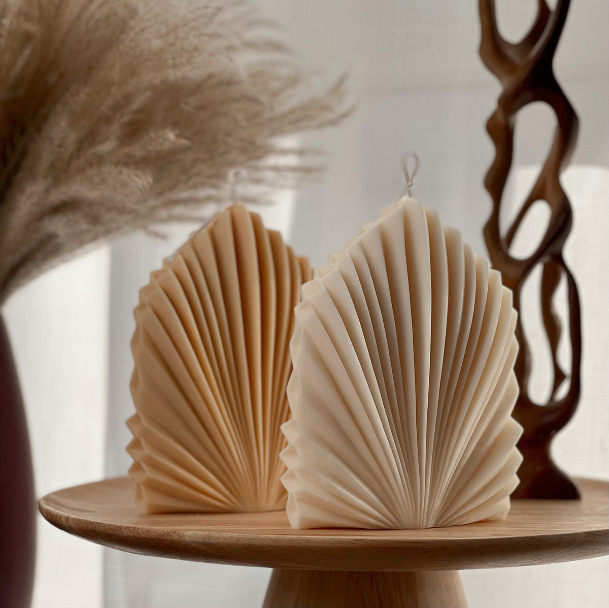 Bougie en cire de soja Feuille de palmier | Décoration d'intérieur sculpturale