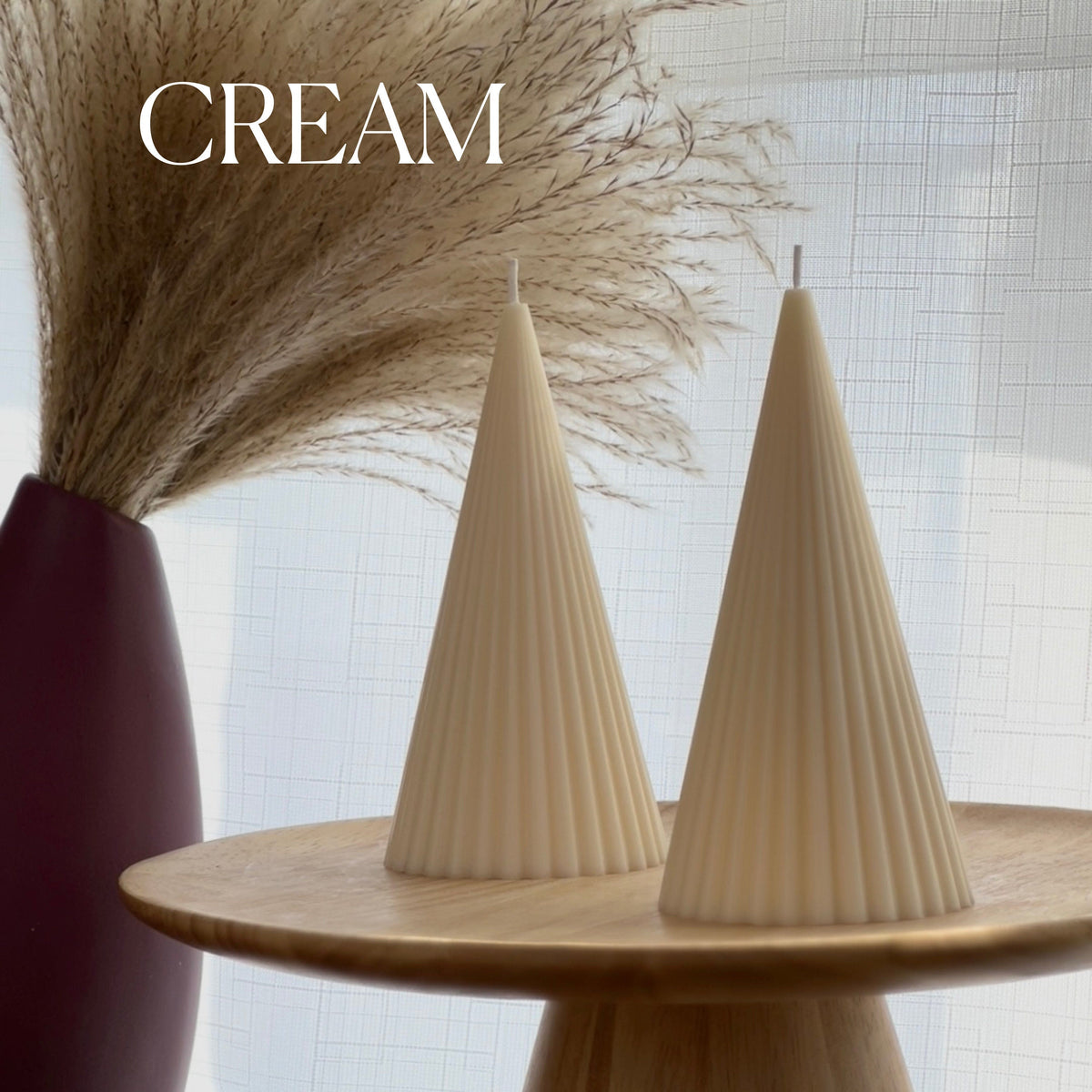 Ribbed Cone Soy Wax Candle: Minimalist Home Decor