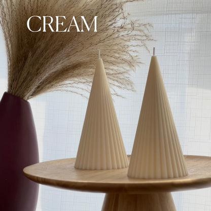 Ribbed Cone Soy Wax Candle: Minimalist Home Decor