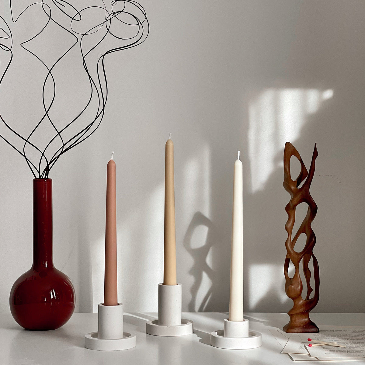 Handmade Narrow Taper Candle: Pastel Soy Wax Dinner Candle