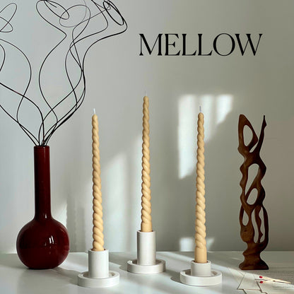 Tall Twisted Soy Wax Taper Candle: Handmade Pastel Decor