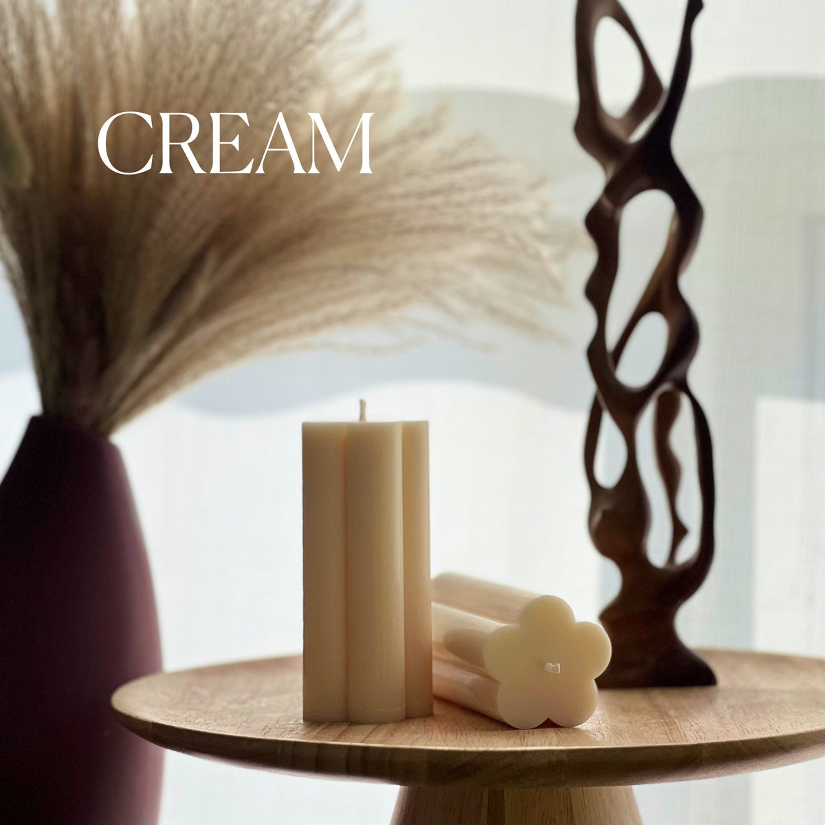 Bougie de soja Pilier Fleur : Décoration d'intérieur minimaliste, Bougie végane non parfumée