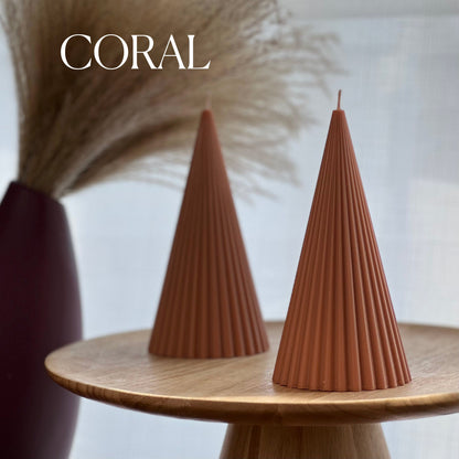 Ribbed Cone Soy Wax Candle: Minimalist Home Decor