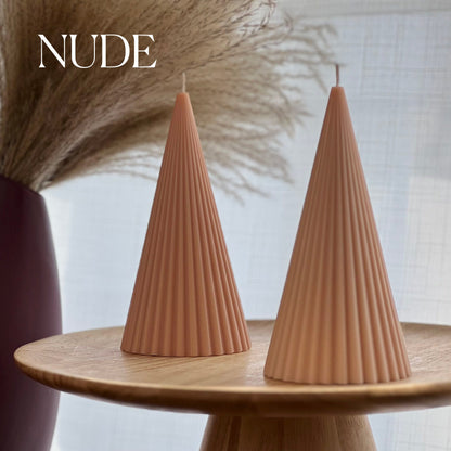Ribbed Cone Soy Wax Candle: Minimalist Home Decor