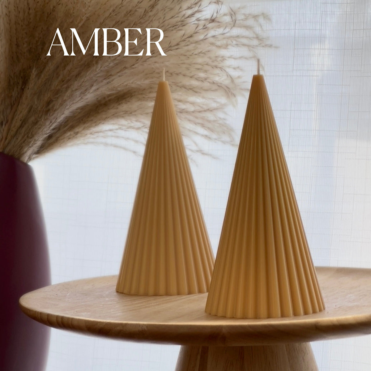 Ribbed Cone Soy Wax Candle: Minimalist Home Decor