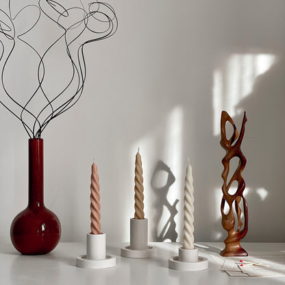 Bougie chandelle torsadée faite à la main en cire de soja : Bougie de dîner pastel