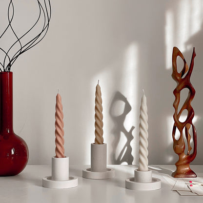 Bougie chandelle torsadée faite à la main en cire de soja : Bougie de dîner pastel
