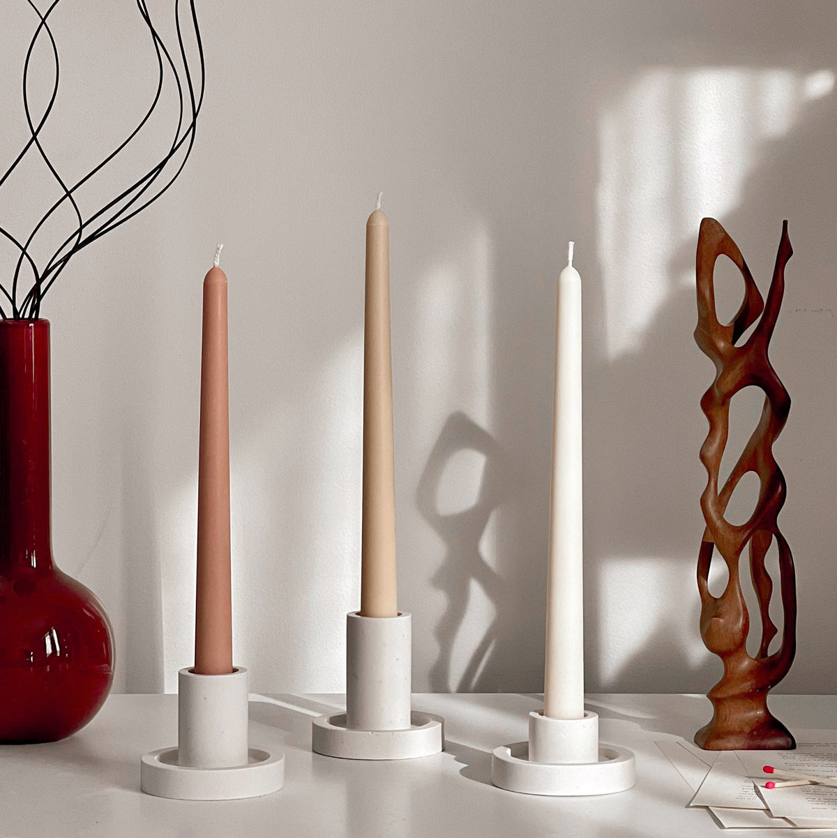 Handmade Narrow Taper Candle: Pastel Soy Wax Dinner Candle