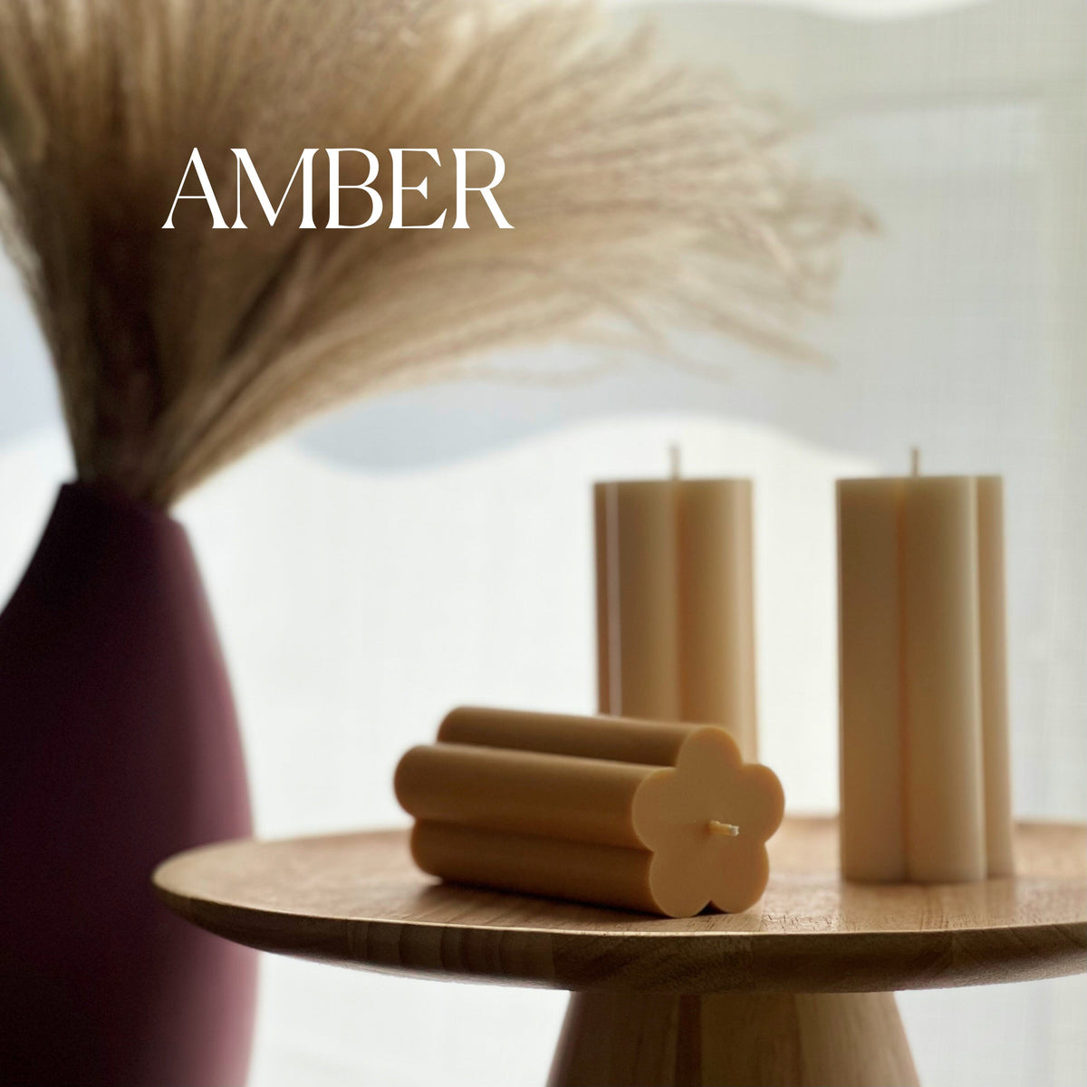 Bougie de soja Pilier Fleur : Décoration d'intérieur minimaliste, Bougie végane non parfumée