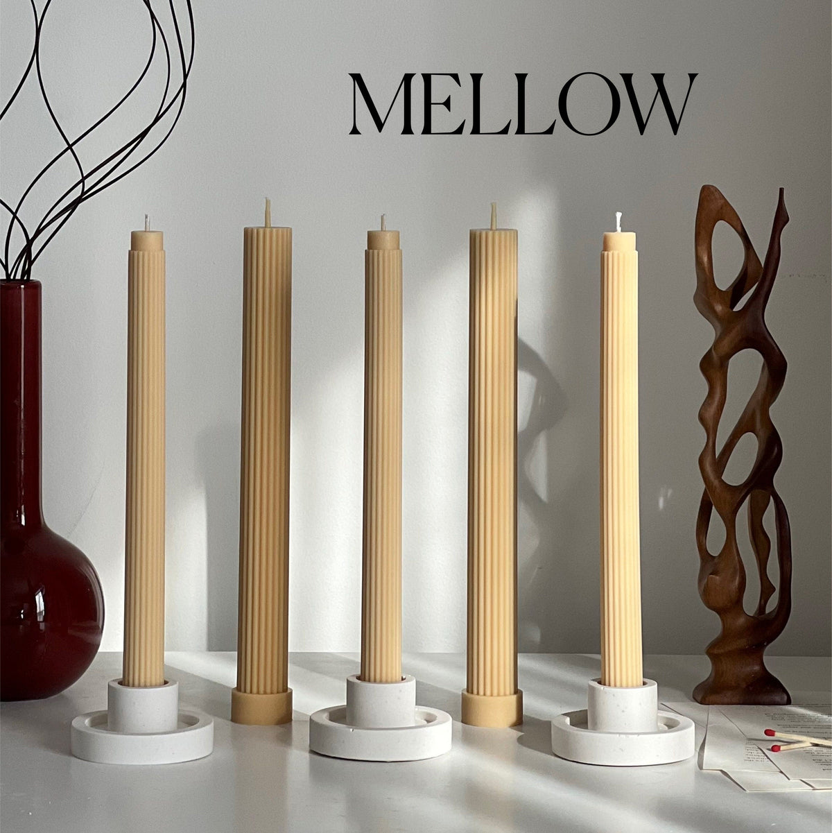 Ribbed Soy Wax Taper Candle: Unscented Event Decor