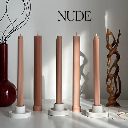 Ribbed Soy Wax Taper Candle: Unscented Event Decor
