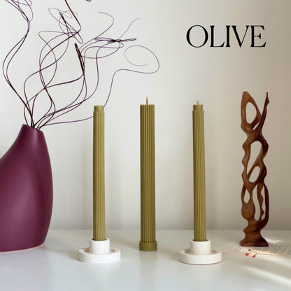 Ribbed Soy Wax Taper Candle: Unscented Event Decor
