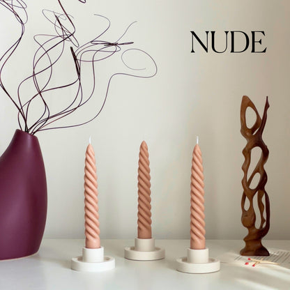 Bougie Conique Torsadée Faite à la Main : Décoration de Table Pastel