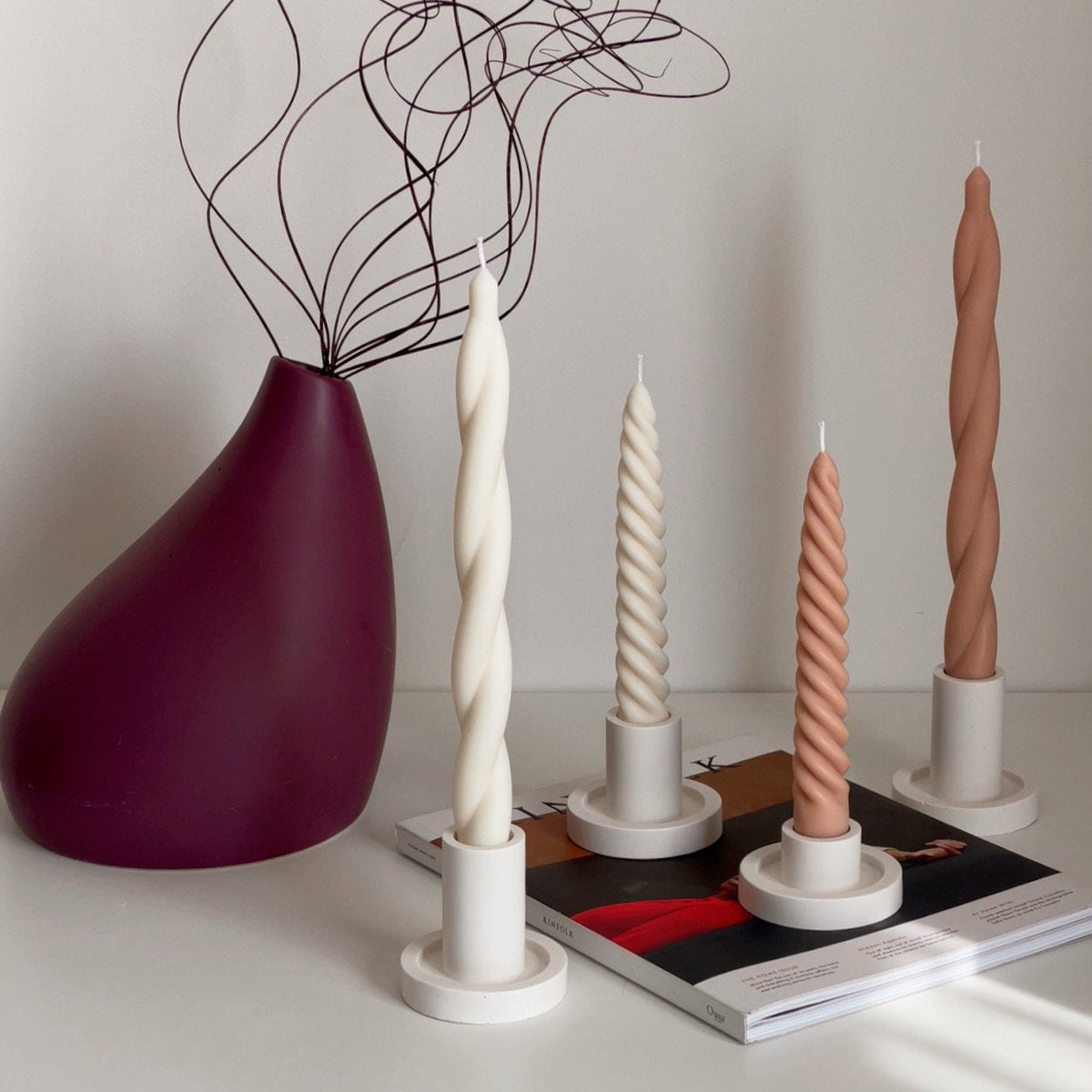 Bougeoir rond en jésonite : Décoration de table minimaliste