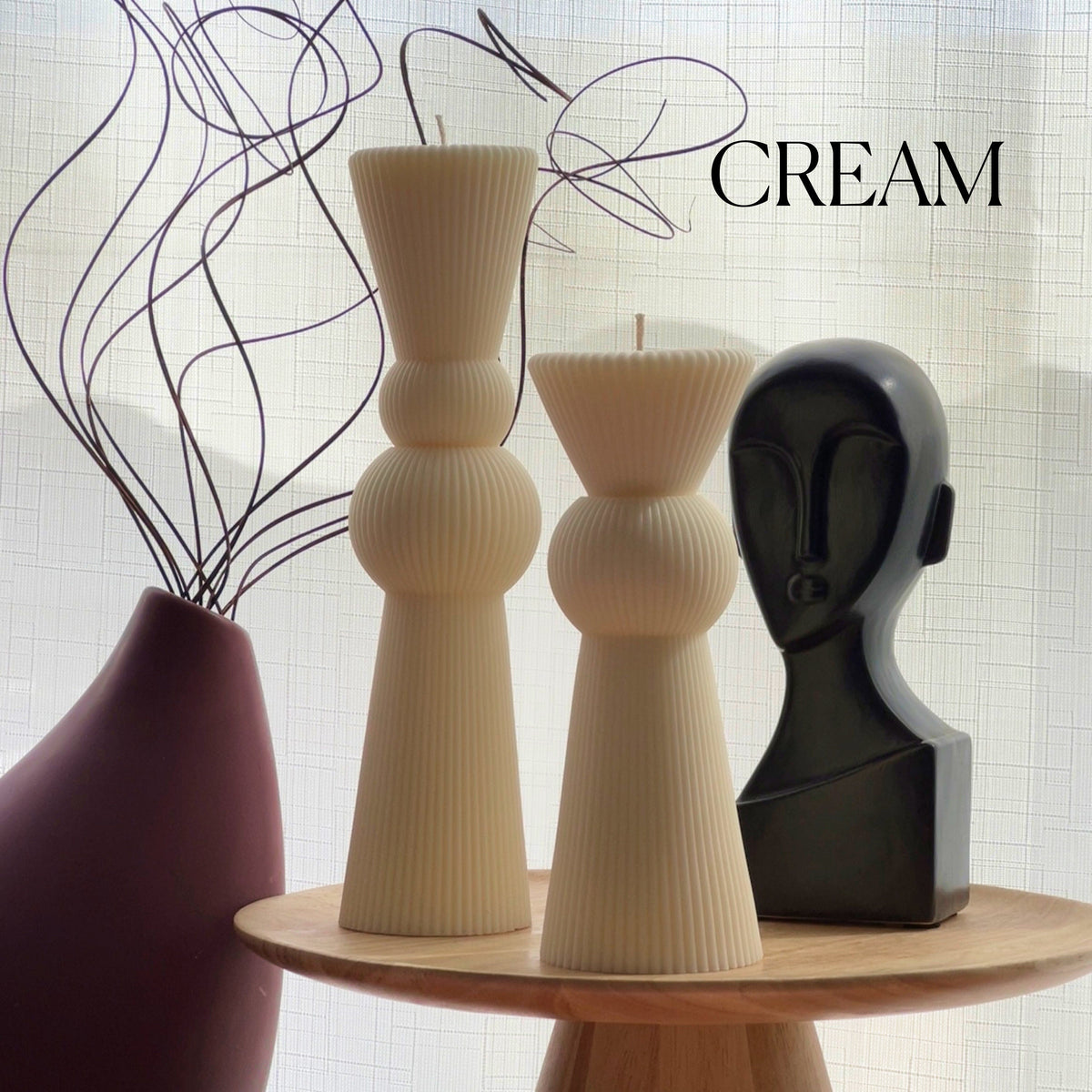 Soy Wax Chess Pillar Candle Set | Ribbed Decorative Candles