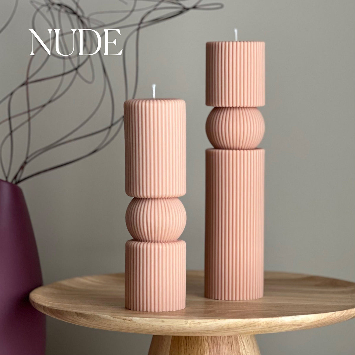 Roman Ribbed Soy Wax Candle Set | Tall Pillar, Home Decor