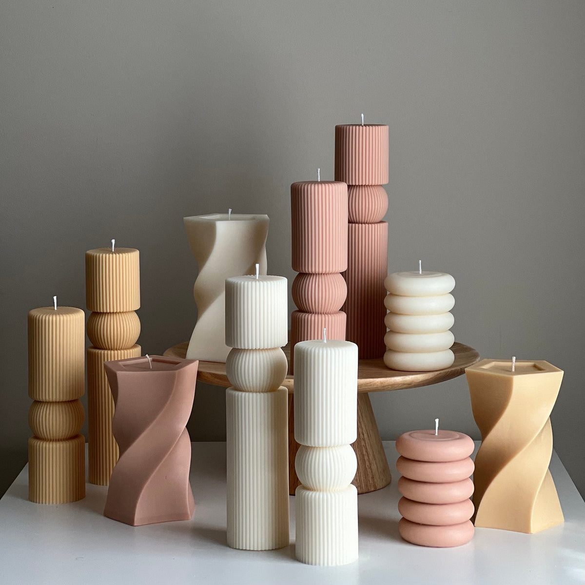 Wavy Pillar Soy Wax Candle: Unique Home Decor