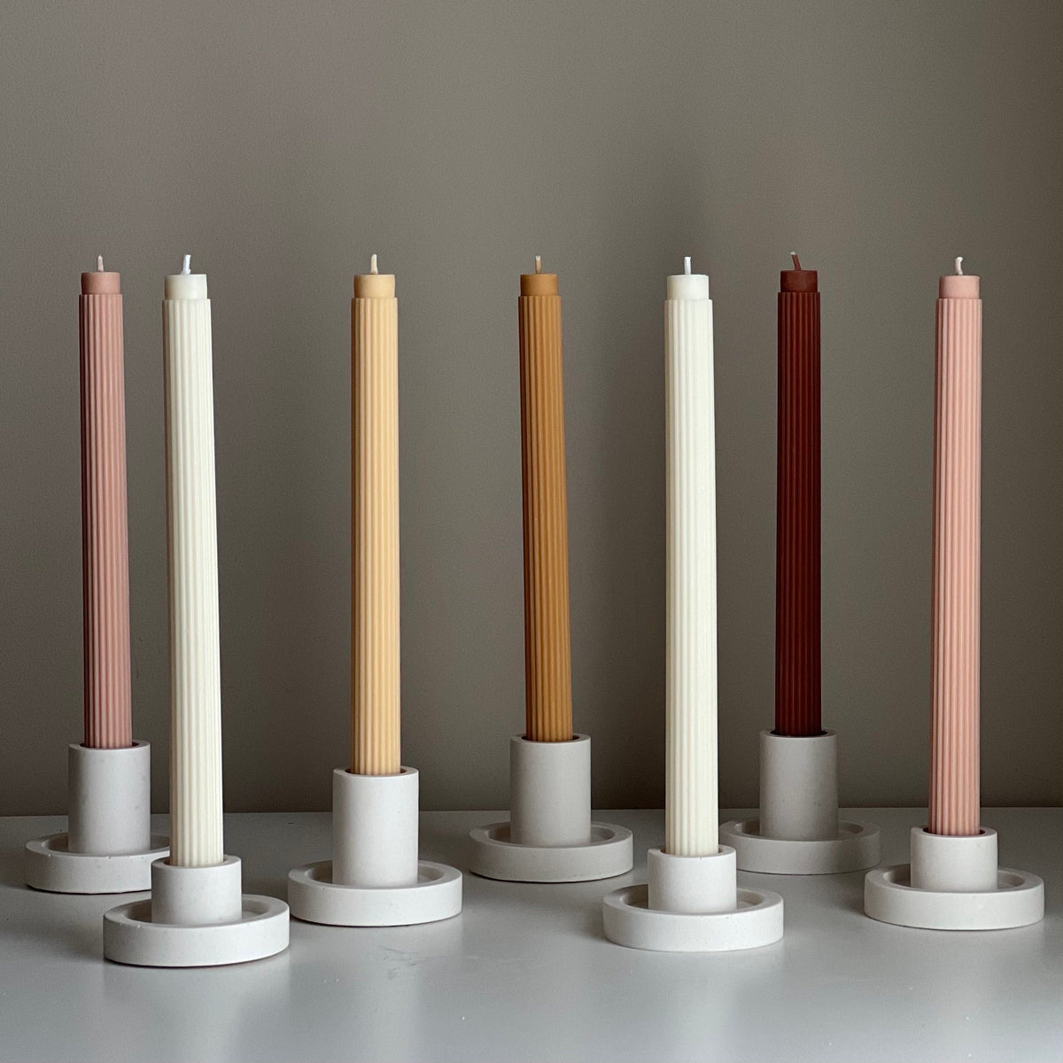 Ribbed Soy Wax Taper Candle: Unscented Event Decor