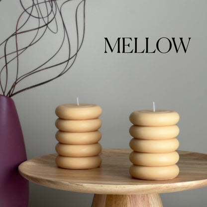 Round Soy Wax Pillar Candle: Wavy Unscented Decorative Candle