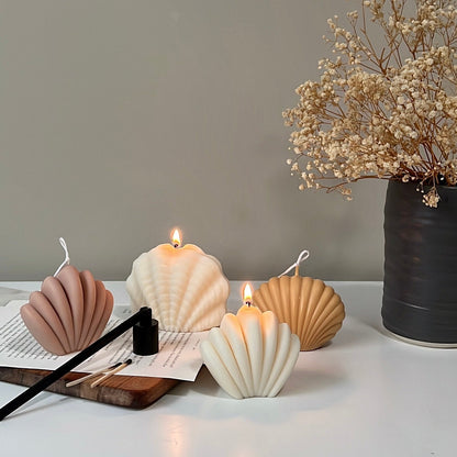 Grande bougie en cire de soja en forme de coquille | Décoration d'intérieur