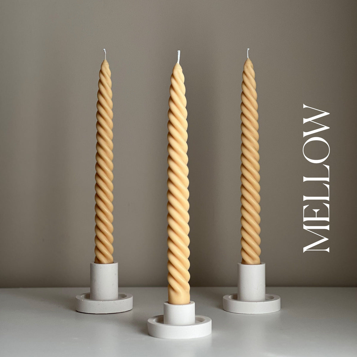 Tall Twisted Soy Wax Taper Candle: Handmade Pastel Decor