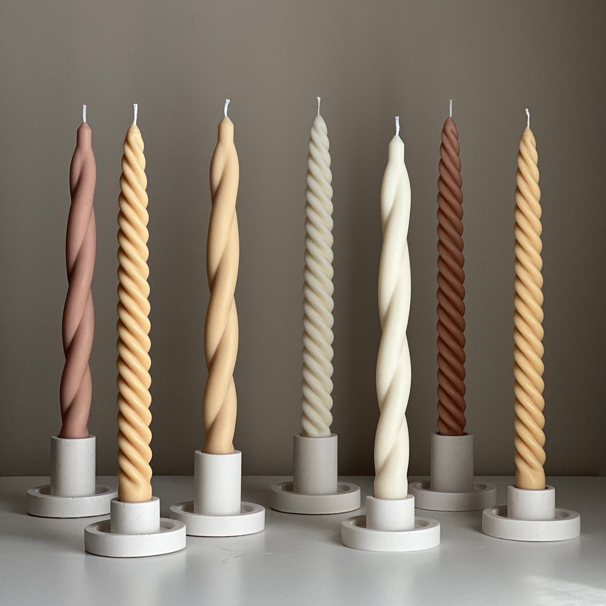 Tall Twisted Soy Wax Taper Candle: Handmade Dinner Decor