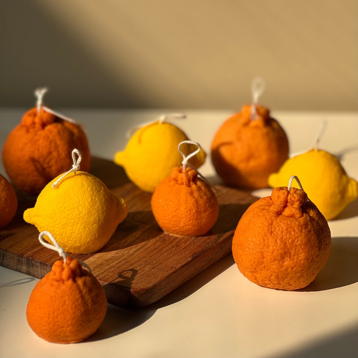 Lot de bougies en forme d'orange : Cire de soja végétalienne Décoration minimaliste