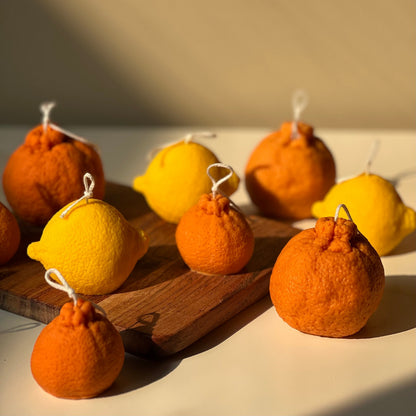 Lot de bougies en forme d'orange : Cire de soja végétalienne Décoration minimaliste