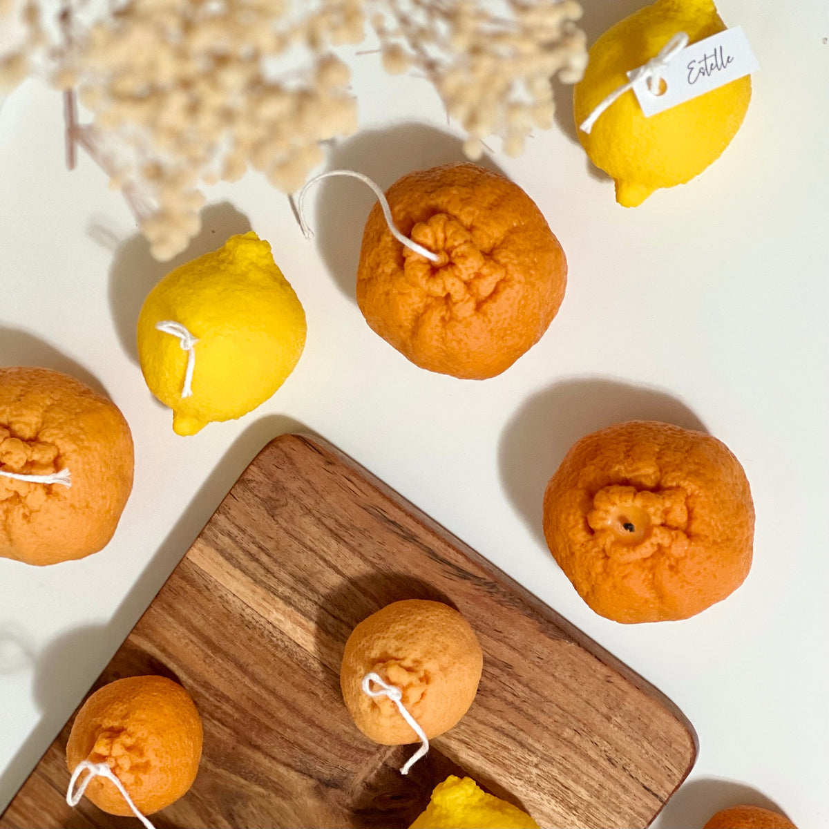 Lot de bougies en forme d'orange : Cire de soja végétalienne Décoration minimaliste