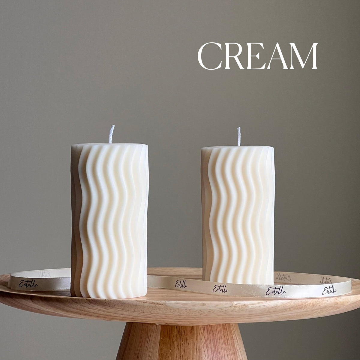 Handmade Ribbed Wave Pillar Candle: Trendy Home Decor