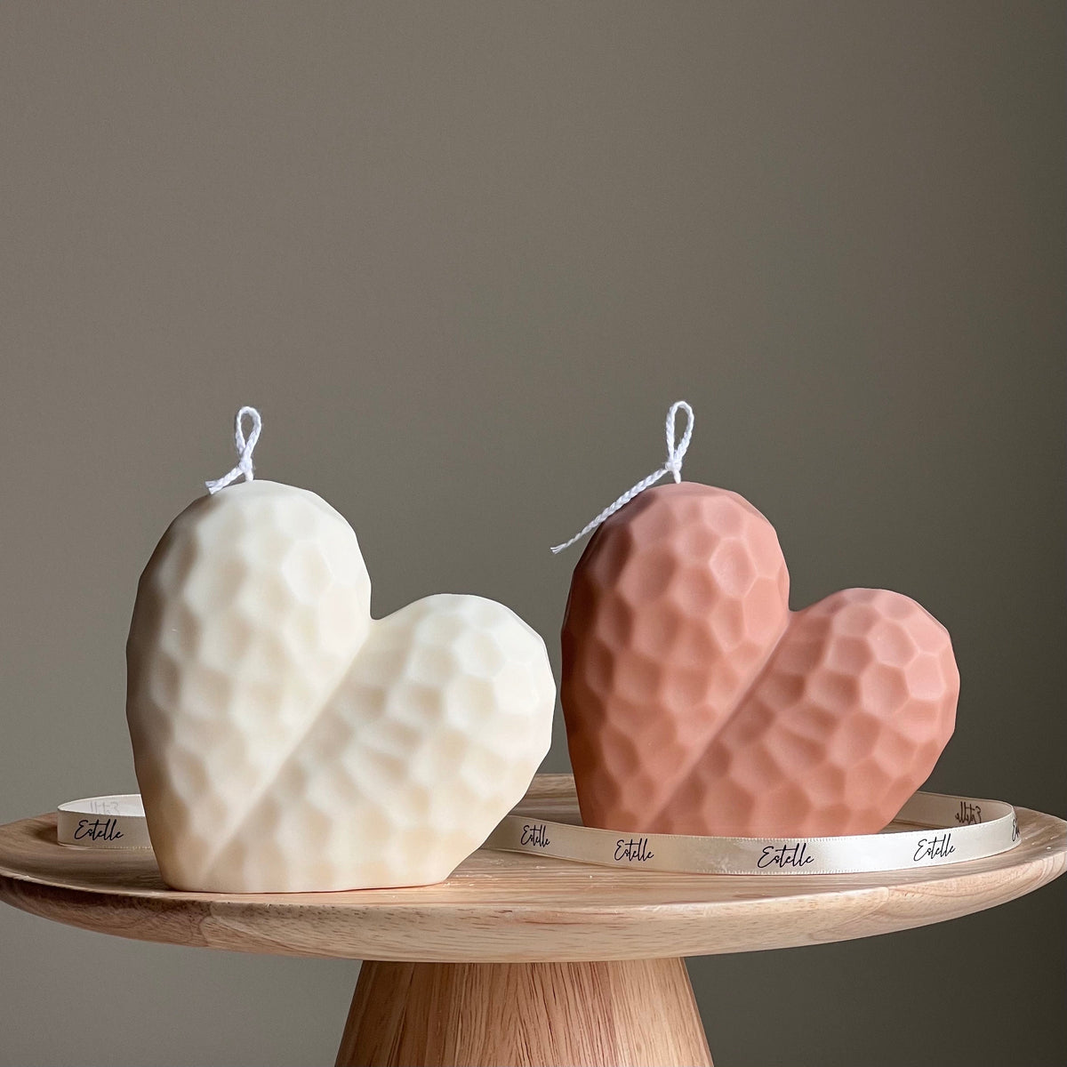 Grande bougie cœur faite à la main | Décoration d'intérieur en cire de soja
