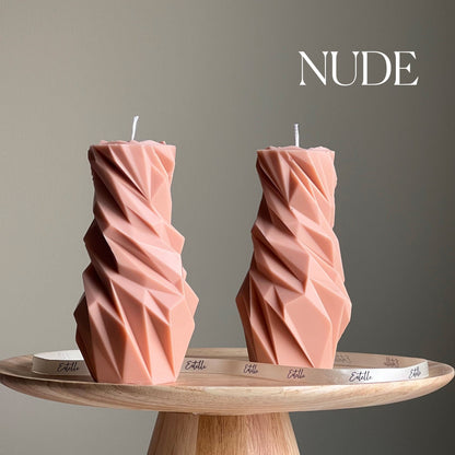 Diamond Soy Pillar Candle: Sculptural Home Decor