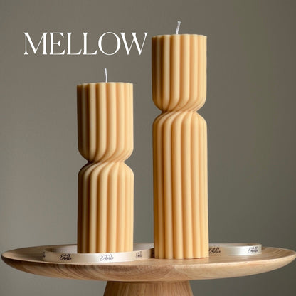 Big Ribbed Hourglass Pillar Candle | Sculptural Soy Candle