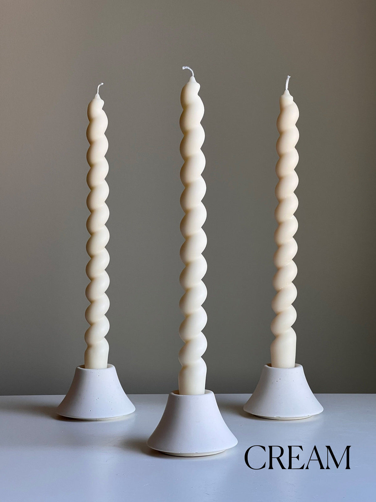 Tall Twisted Soy Wax Taper Candle: Handmade Pastel Decor