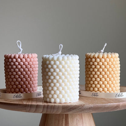 Bubble Soy Wax Pillar Candle: Geometric Home Decor