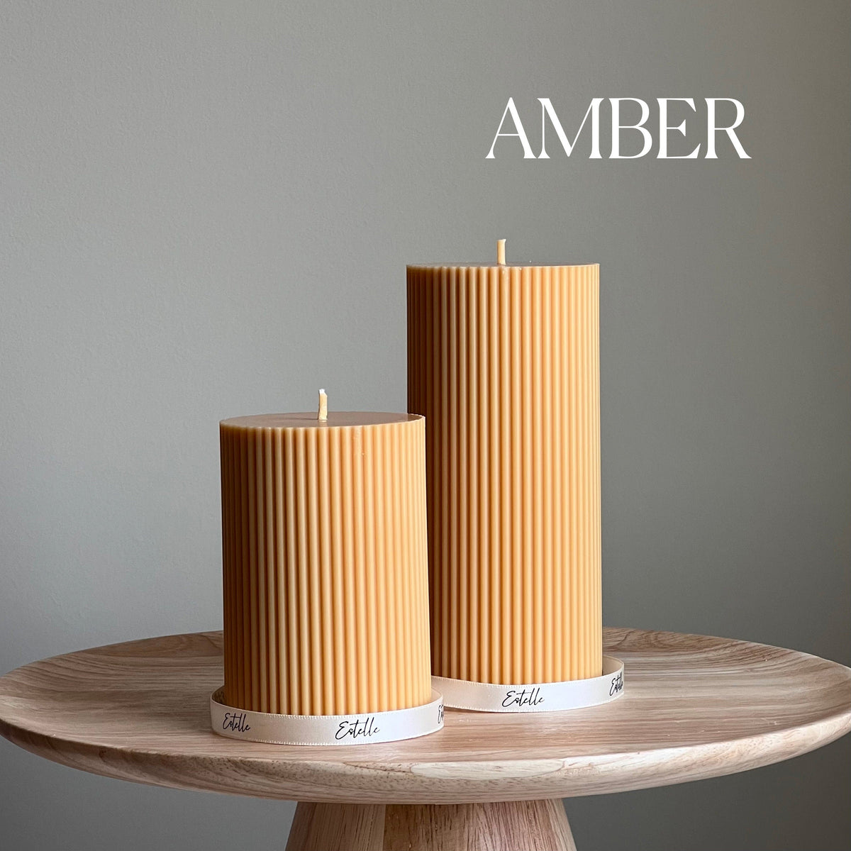 Soy Wax Ribbed Pillar Candle Set | Unscented, Decorative