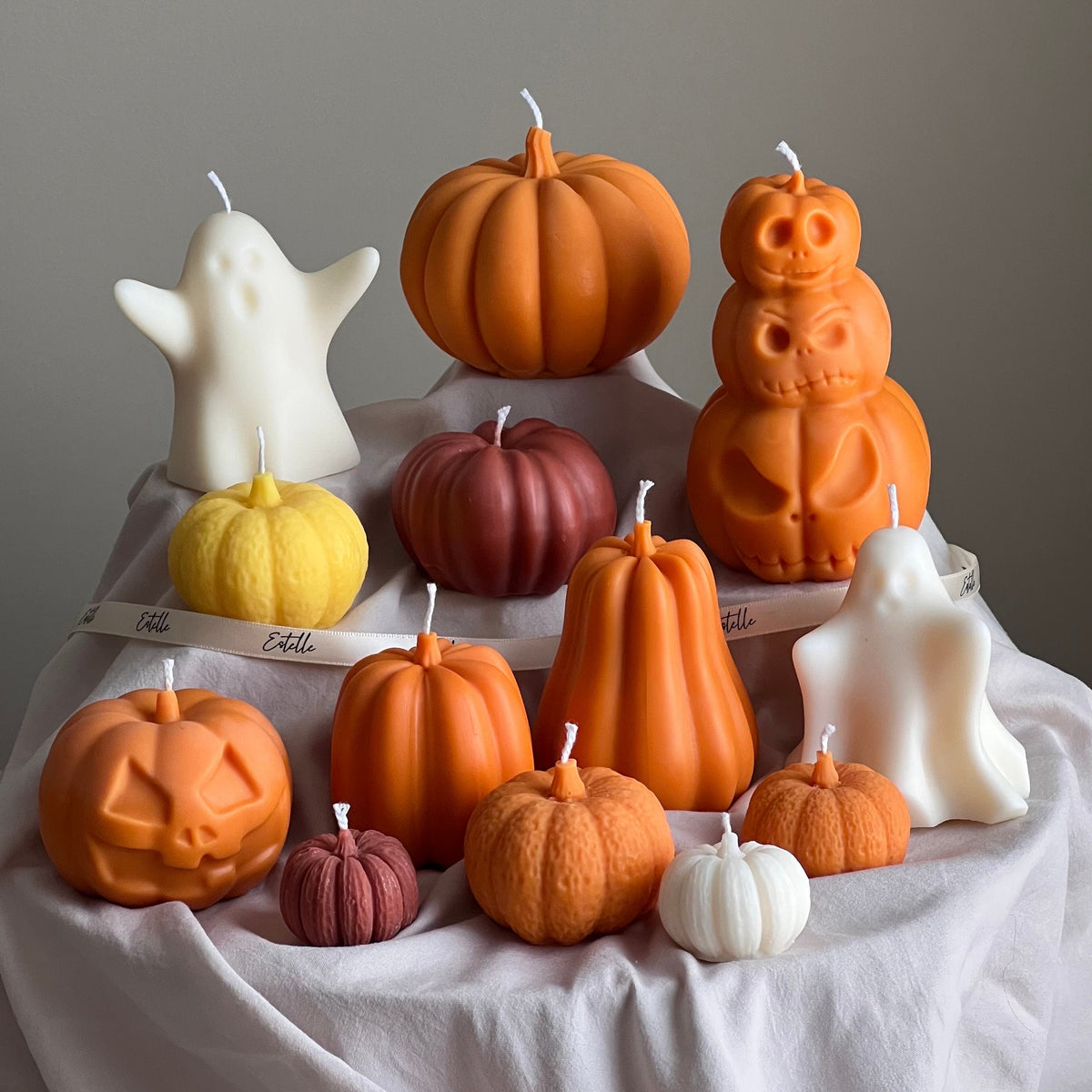 Bougie citrouille d'Halloween coulée à la main | Bougie décorative en cire de soja