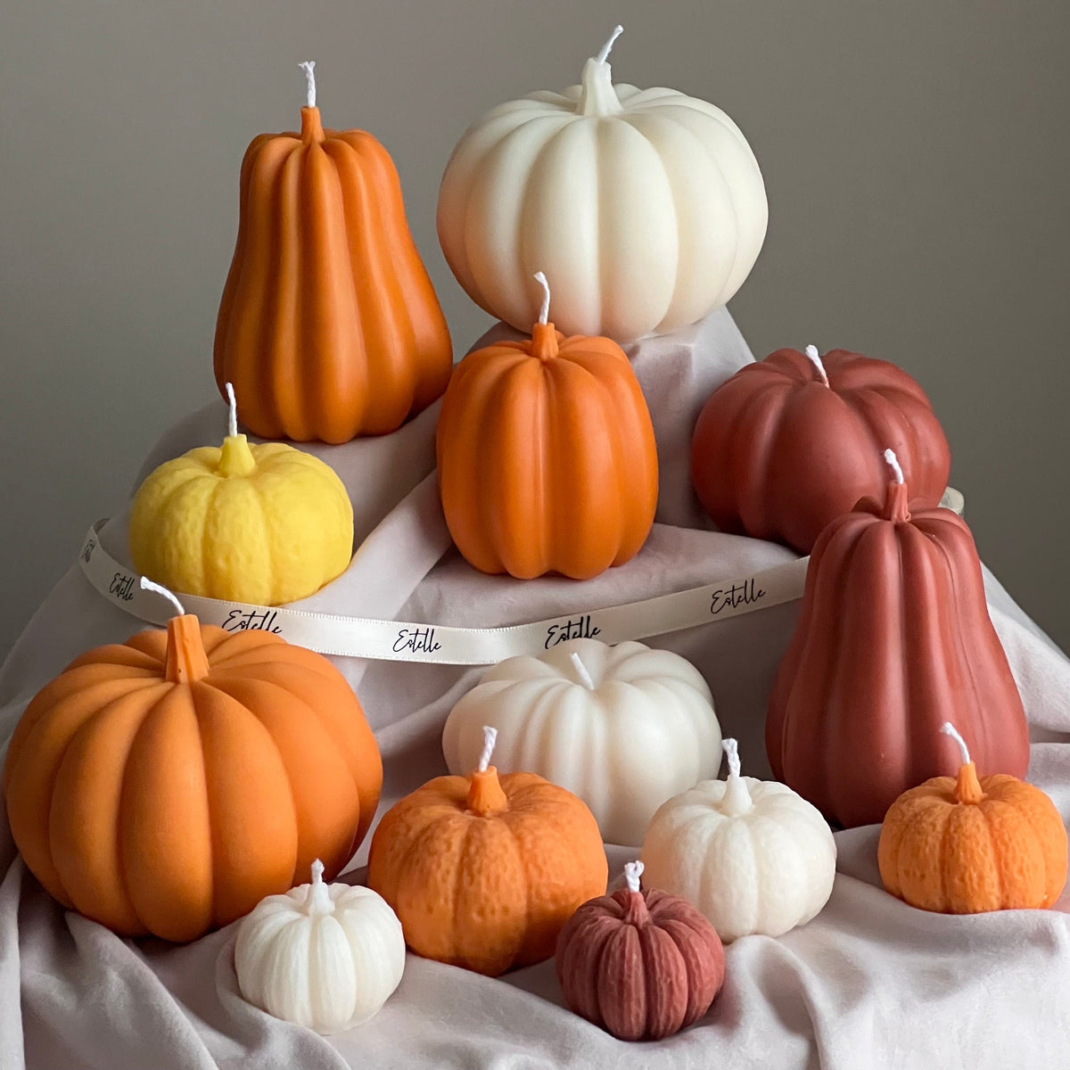 Handmade Pumpkin Soy Wax Candle Set: Autumn Decor