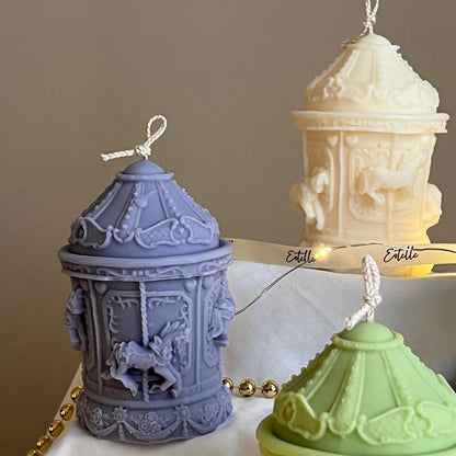 Hand Poured Christmas Carousel Soy Candle: Festive Decor