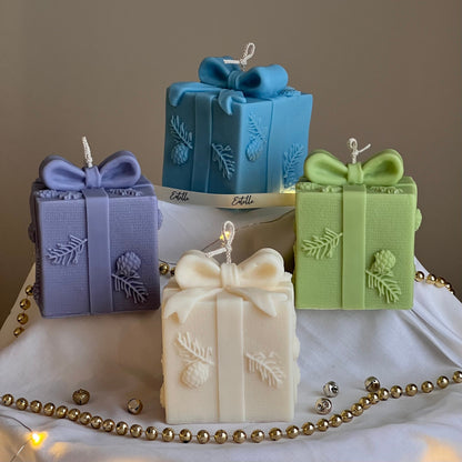 Christmas Gift Box Candle | Hand-Poured Soy Wax Candle | Festive Decor