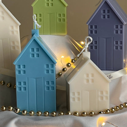 Handmade Christmas House Soy Candle: Holiday Home Decor