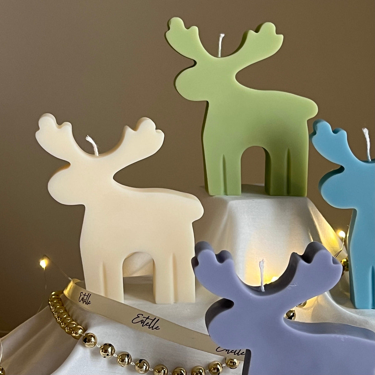 Handmade Reindeer Soy Candle: Christmas Decor Gift