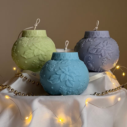 Grande Boule de Noël Bougie Soja : Décoration Festive Faite Main