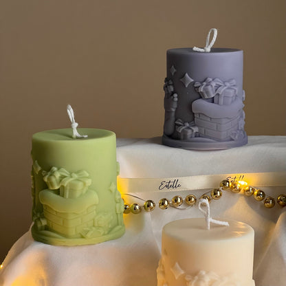 Bougie pilier de Noël artisanale : Décoration festive pour la maison