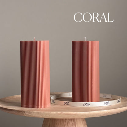 Ribbed Pillar Soy Wax Candle | Handmade Home Decor