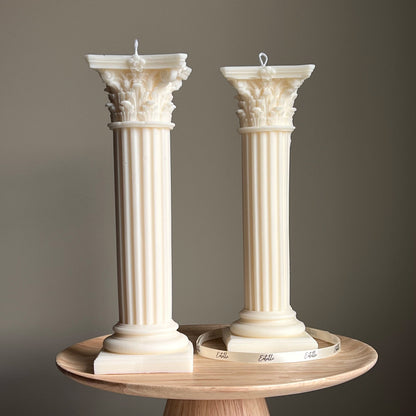 Grande Bougie Colonne Grecque : Cire de Soja Faite Main, Cadeau Décoration Maison